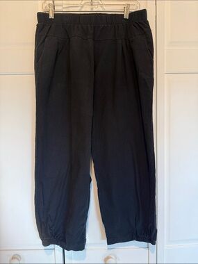 Black Elastic Waist linen-esque cotton Pants